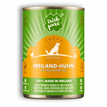 Hunde-Nassfutter - Irisches Freiland-Huhn - Adult - 12 Dosen á 390g - mit Gemüse & Kelp-Alge