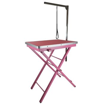 Hunde Trimmtisch 60x45x82 cm - Pflegetisch - Trimmarm - Farbe: rosa