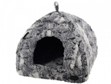 Hundehöhle - Hundehaus - Softplüsch - waschbar - 40x40x35 cm - Farbe grau