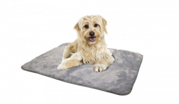 Hunde Felldecke - wärmeisolierend - Longplüsch - 150x100x3 cm - Farbe grau