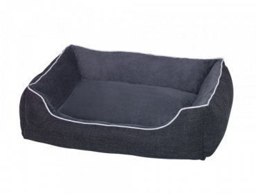 Komfort Hundebett - Hundesofa - 100x70x28 cm - Leinenoptik - Farbe graublau