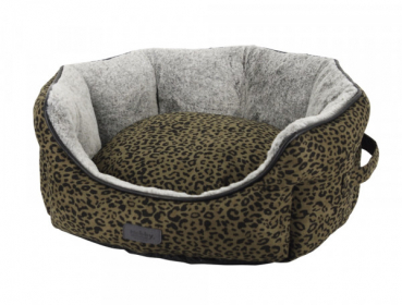 Ovales Hundebett - Hundekissen - 45x40x19 cm - leopardenlook