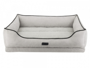 Orthopädisches Hundebett - 71x56x16 cm - Viscoschaum - Leinenoptik - Farbe hellgrau