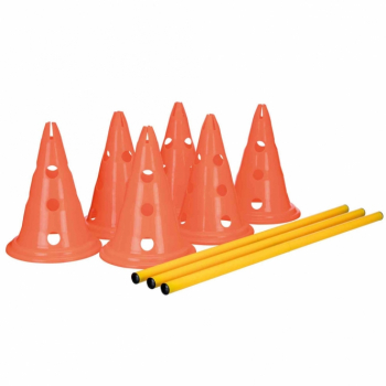 Agility Pylonen-Hindernis 3er Set - ø 23x30 cm - 78 cm Stangen