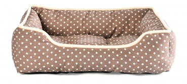 Hundebett - 56x46x16 cm - Farbe braun - gepunktet