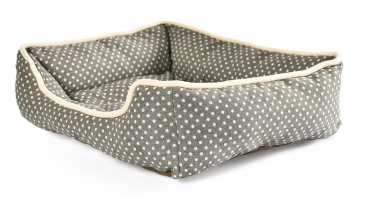 Hundebett - 56x46x16 cm - Farbe grau - gepunktet