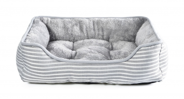 Hundebett - 56x46x16 cm - Farbe grau - Streifenmuster