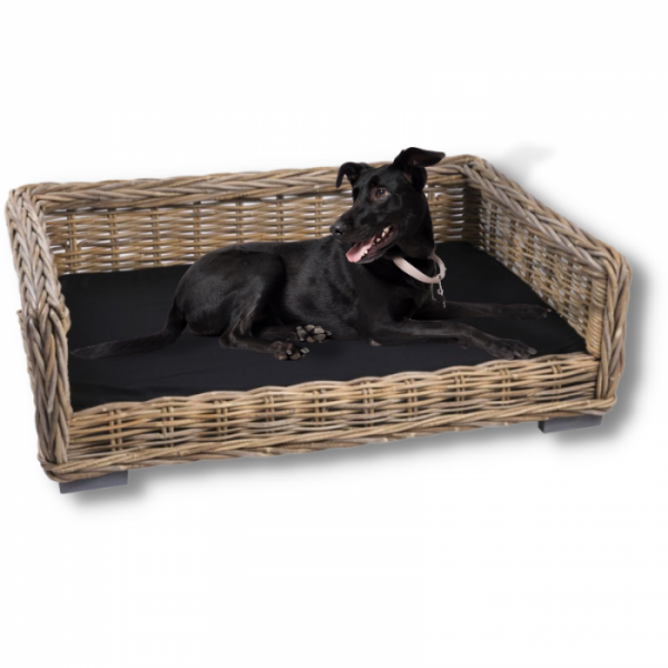 Geflochtenes Hundebett 96x67 CM Polyesterkissen schwarz