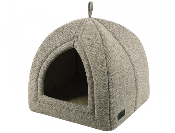 Hundehöhle - Hundehaus - leinenoptik - waschbar - 38x38x38 cm - Farbe beige