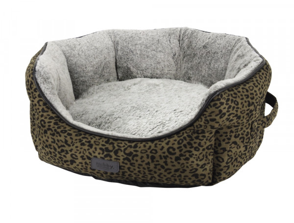 Ovales Hundebett - Hundekissen - 45x40x19 cm - leopardenlook