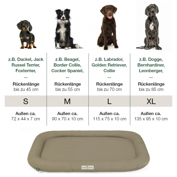 Ökologische Hundematratze - Hundeliege - "Arosa" - div. Größen - Farbe taupe