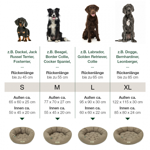 Ökologisches Hundebett - "St. Moritz" - div. Größen - Farbe taupe