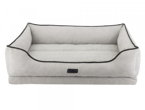 Orthopädisches Hundebett - 90x70x19 cm - Viscoschaum - Leinenoptik - Farbe hellgrau